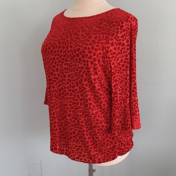 Talbots Velvet Burn-out Animal Pattern Top - Picture 5 of 13